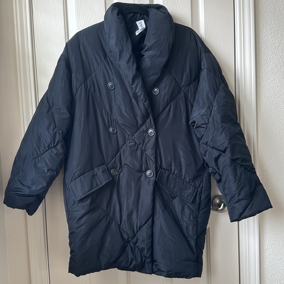 Free People Ela Puffer Longline Oversized Quilted Jacket Black XS - Picture 5 of 15